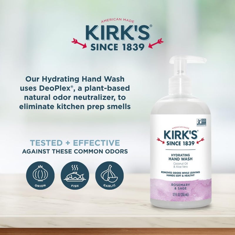 Kirk's Hydrating Hand Wash - Made with Coconut Oil and Aloe Vera, With Odor Neutralizing Technology To Help Eliminate Odors, Non-GMO, Vegan, Variety Pack, 12 Fl Oz. 4 pack - Image 3